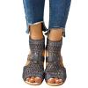 ZBYY Women's Vintage Crystal Outdoor Hollow Out Zip Up Dress Beach Sandals Slip On Open Toe Breathable Platform Sandals view 1