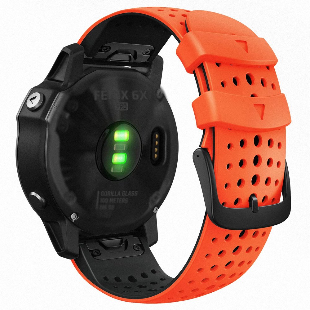 Abanen for Fenix 5X/Fenix 6X /Fenix 7X Silicone Watch Band, 26mm Quick Release Fit Soft Sport Breathable Waterproof Wristband Strap for Garmin Fenix 5X Plus,Enduro,Tactix Delta (Orange-Black)