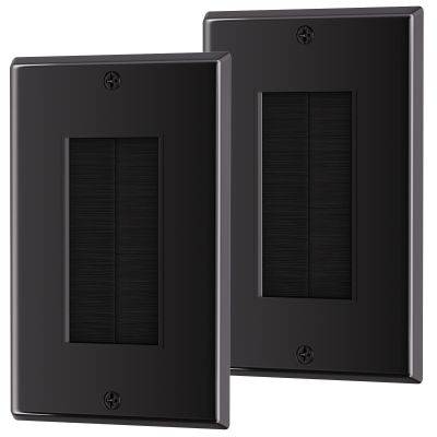 LEENUE Brush Wall Plate, Single Gang Wall Plate Cable Pass Through for Low Voltage Wires, Cord Hider for Wall Mount TV, 2-Pack, Black