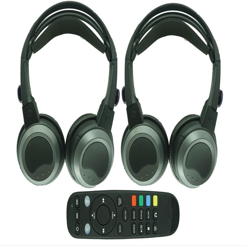 2 Headphones for Jeep SRT Compass (Grand Cherokee) Liberty Patriot & Fiat RAM 500L &Foldable U-Connect VES UCONNECT Audio System with One Remote