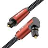 SOUNDFAM 90-Degree Optical Audio Cable, 360 Rotatable Toslink Digital Optical Cable with PVC & Cotton Braided Jacket, 15000+ Bend Lifespan for Home Theater/Soundbar/TV (10Feet/3M) view 1
