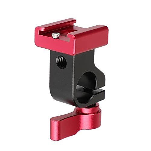 CAMVATE 15mm Side Single Rod Clamp with Cold Shoe Mount Adapter for Camera Accessories(Red) - 2811