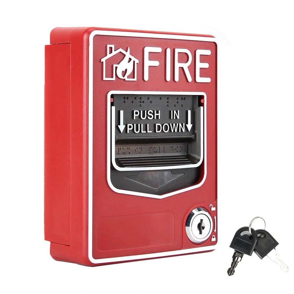 Lite Alarms, Dual Action Manual Pull Station Alarm Horn Siren Sound and Light Alarms with Key Lock for Home Office Hotel Restaurant