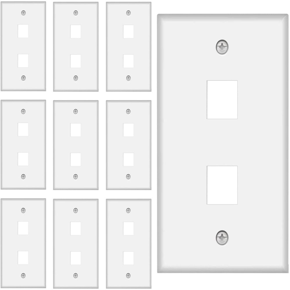 2 Port Keystone Wall Plate 10-Pack Single Gang Face plate for Rj45 Keystone Jack and Modular Inserts White by Tedgetal