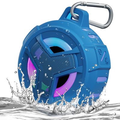EBODA Shower Bluetooth Waterproof Speaker, IPX7 Floating Portable Wireless Small Speakers with Light, 24H Playtime for Beach, Pool, Kayak Accessories, Gifts for Men and women -Coral Blue