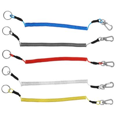 Wakauto Durable TPU Steel Wire Spring Ropes 5pcs Retractable Lanyards for Outdoor