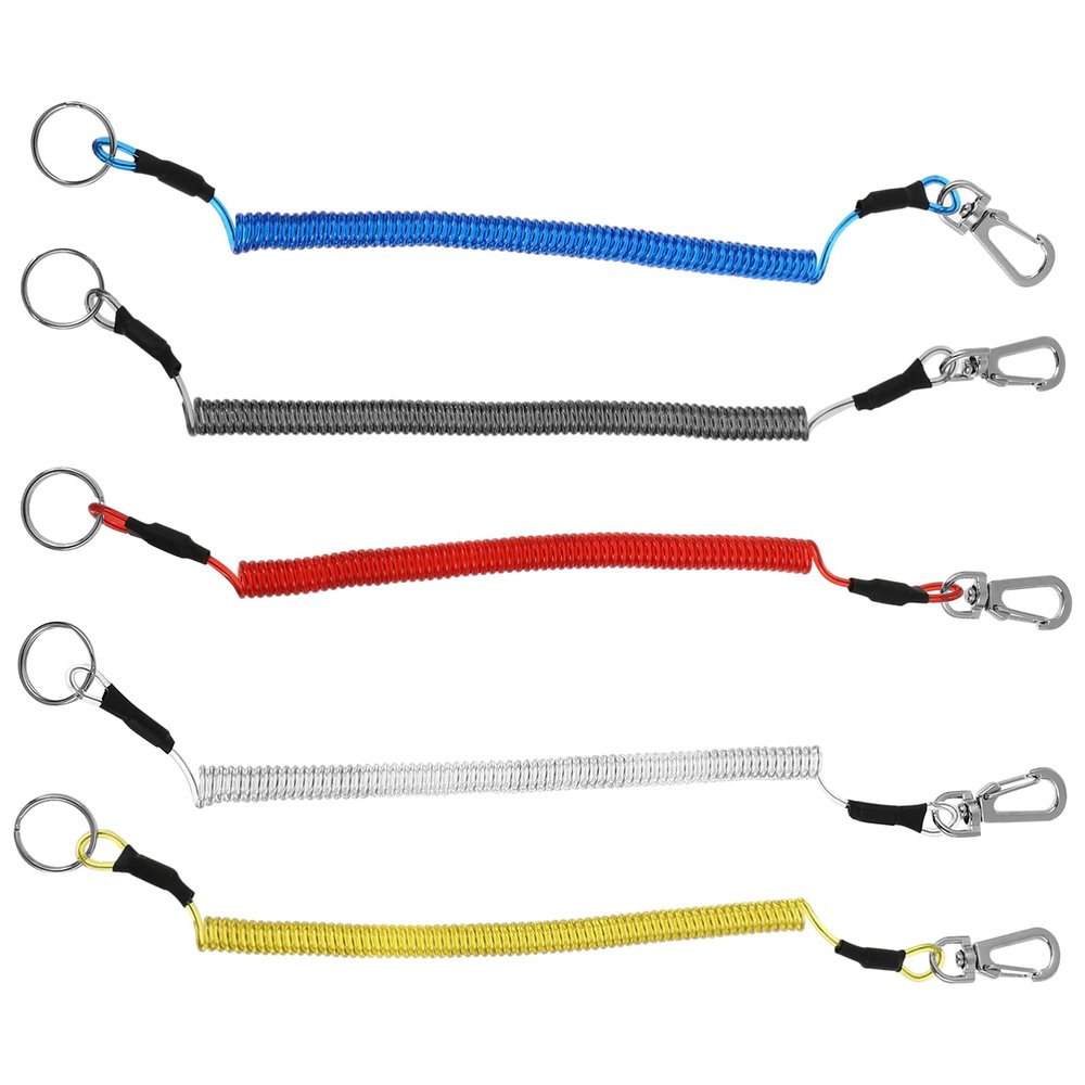Wakauto Durable TPU Steel Wire Spring Ropes 5pcs Retractable Lanyards for Outdoor