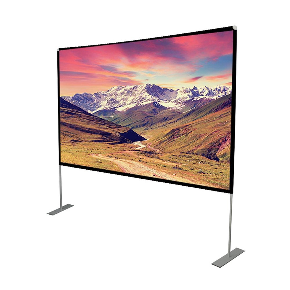 HELOU Projector Screen with Stand 80/100/120inch 4K HD Indoor and Outdoor Video Projector Screen 16:9 Projection Screen with Carry Bag, for Office, Backyard, Living Room