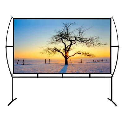 HELOU Projector Screen with Stand 120 inch 16:9 HD 4K Outdoor Indoor Projection Screen for Garden Theater Fast-Folding Projector Screen with Stand Legs