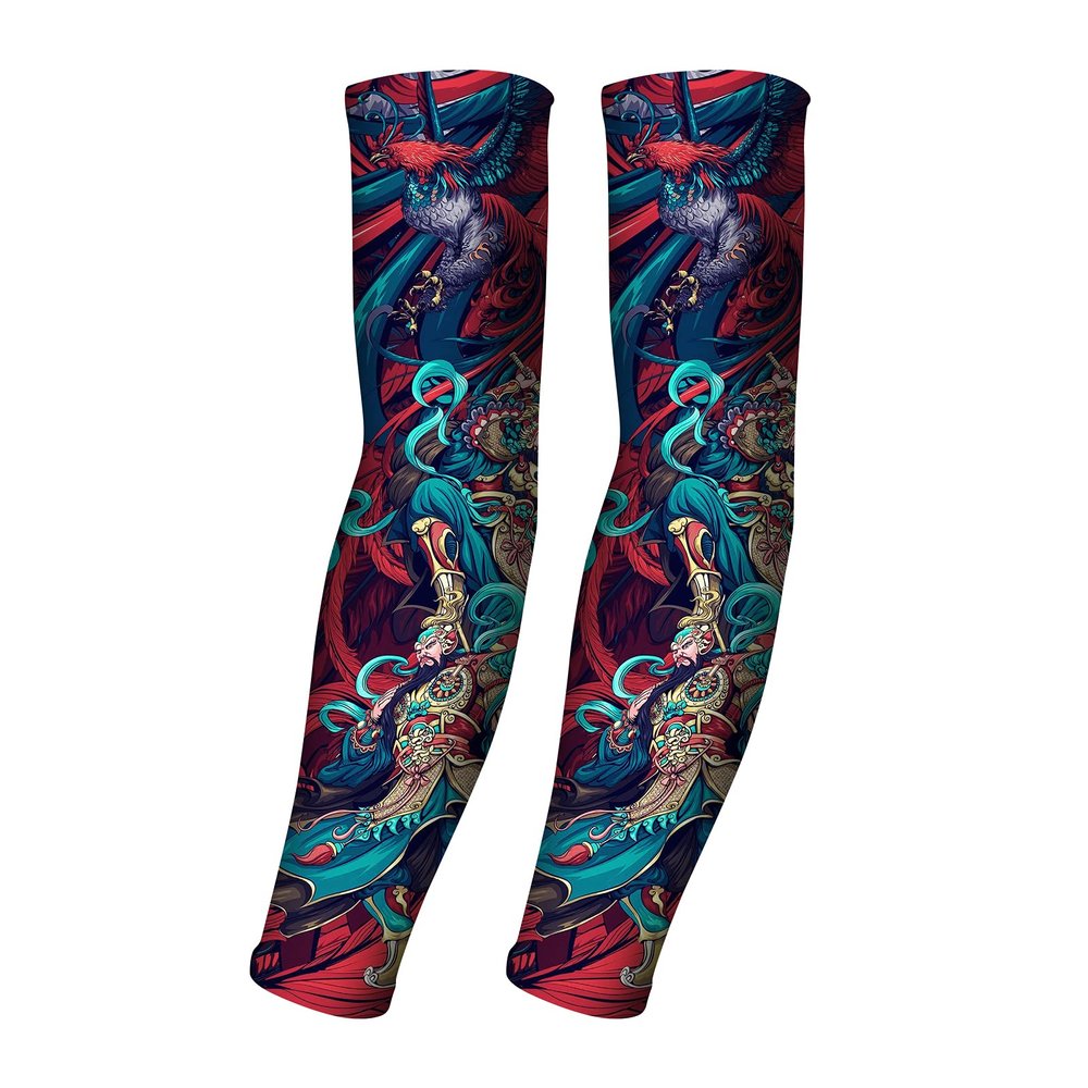 AHXN UV Sun Protection Arm Sleeves for Men & Women-UPF 50+ Sports Compression Cooling Sleeve-Unique TATTOO SLEEVE gift (God of guard)