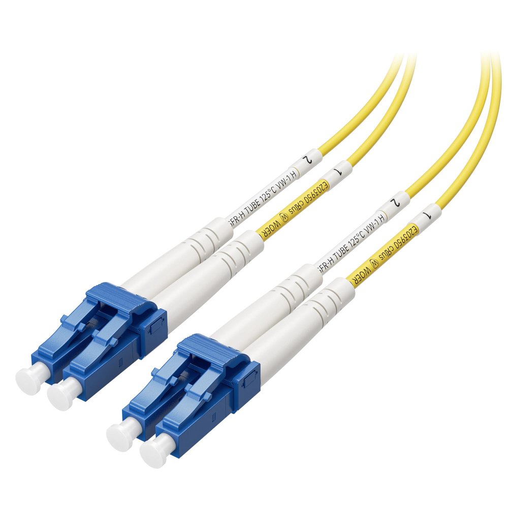 Cable Matters Plenum Rated Duplex OS2 Single Mode Fiber Optic Patch Cable - 3m / 9.8ft, LC to LC UPC 9/125 OFNP OS2 Fiber Optic Cable