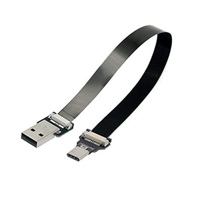 cablecc USB 2.0 Type-A Male to USB-C Type-C Male Data Flat Slim FPC Cable for FPV & Disk & Phone 50cm
