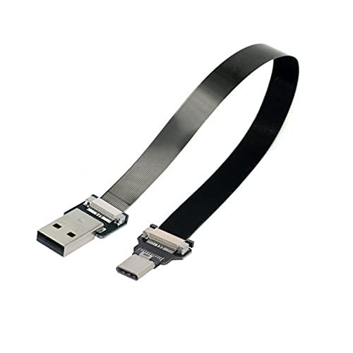 cablecc USB 2.0 Type-A Male to USB-C Type-C Male Data Flat Slim FPC Cable for FPV & Disk & Phone 50cm