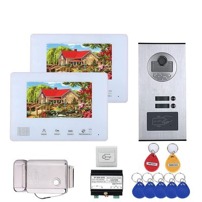 Lustar 2 Units Apartment Bus 2 Wire Video Door Phone Intercom Systems 7 Inch Kit for Electronic Door Lock Home Night Vision