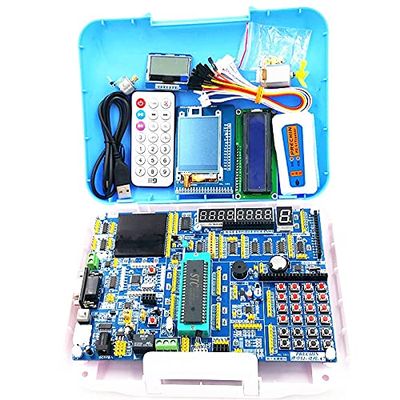 Anncus 51 MCU Development Board STC89C52 + STC8A8K Dual Core AVR Learning Board + Touchable Color LCD + Motor + AD DA + 51 Simulator - (Color: Add Plastic Box)