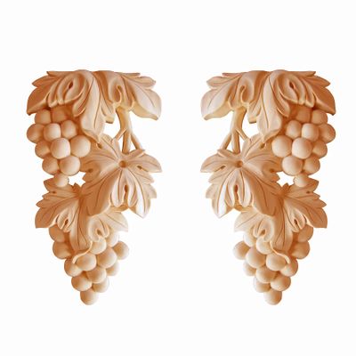SUNHAWK Pair of Wood Carved Grape 7-3/4"H Wood Applique Onlay for Furniture (Red Oak)
