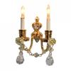 Dollhouse Real Crystal Double Candle Wall Sconce Gold Lamp 12V Electric Light view 1