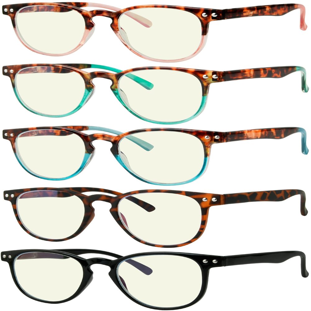 Eyekepper 5 Pack Reading Glasses Blue Light Blocking Computer Eyeglasses +2.50