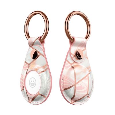 i-Blason Cosmo AirTag Keychain Case, Stylish Protective Case Holder with Keychain Ring for Apple AirTag AirTag 2nd Gen (2026) & 1st Gen (1 Pack Marble)