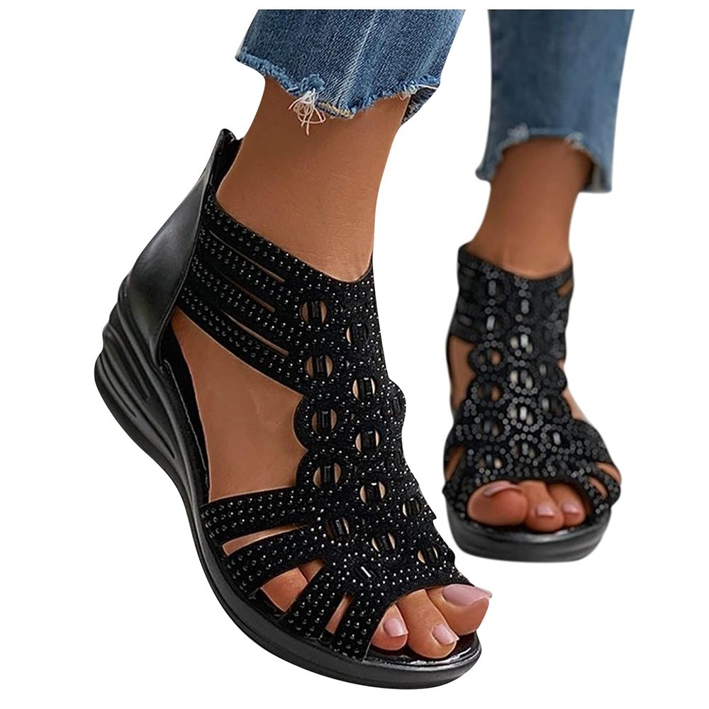 ZBYY Women's Summer Sandals Casual Gladiator Wedge Shoes Comfortable Ankle Strap Outdoor Slip on Platform Sandals