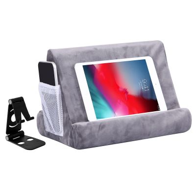 Sttargxing 2pcs Multi-Angle Tablet Holder Cushion Stand with Net Pocket & Black Color Phone Stands Upgraded Tablet Pad Support for Phone,Pad,Books (Grey)
