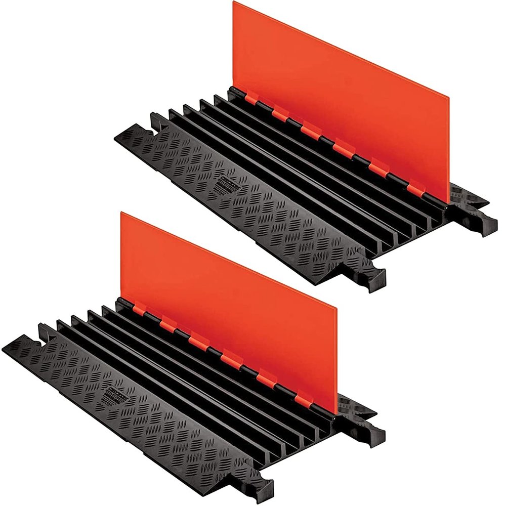 Checkers Industrial Safety Products Guard Dog GD5x125-OB Polyurethane Heavy Duty 5 Channel Cable Protector with Connector, Orange Lid with Black Ramp, 36 inch L, 19.75 inch W, 1.87 inch H(Pack of 2)