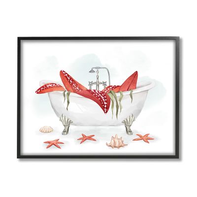 Stupell Industries Large Red Starfish Ocean Inspired Claw Bath Tub