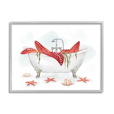 Stupell Industries Large Red Starfish Ocean Inspired Claw Bath Tub