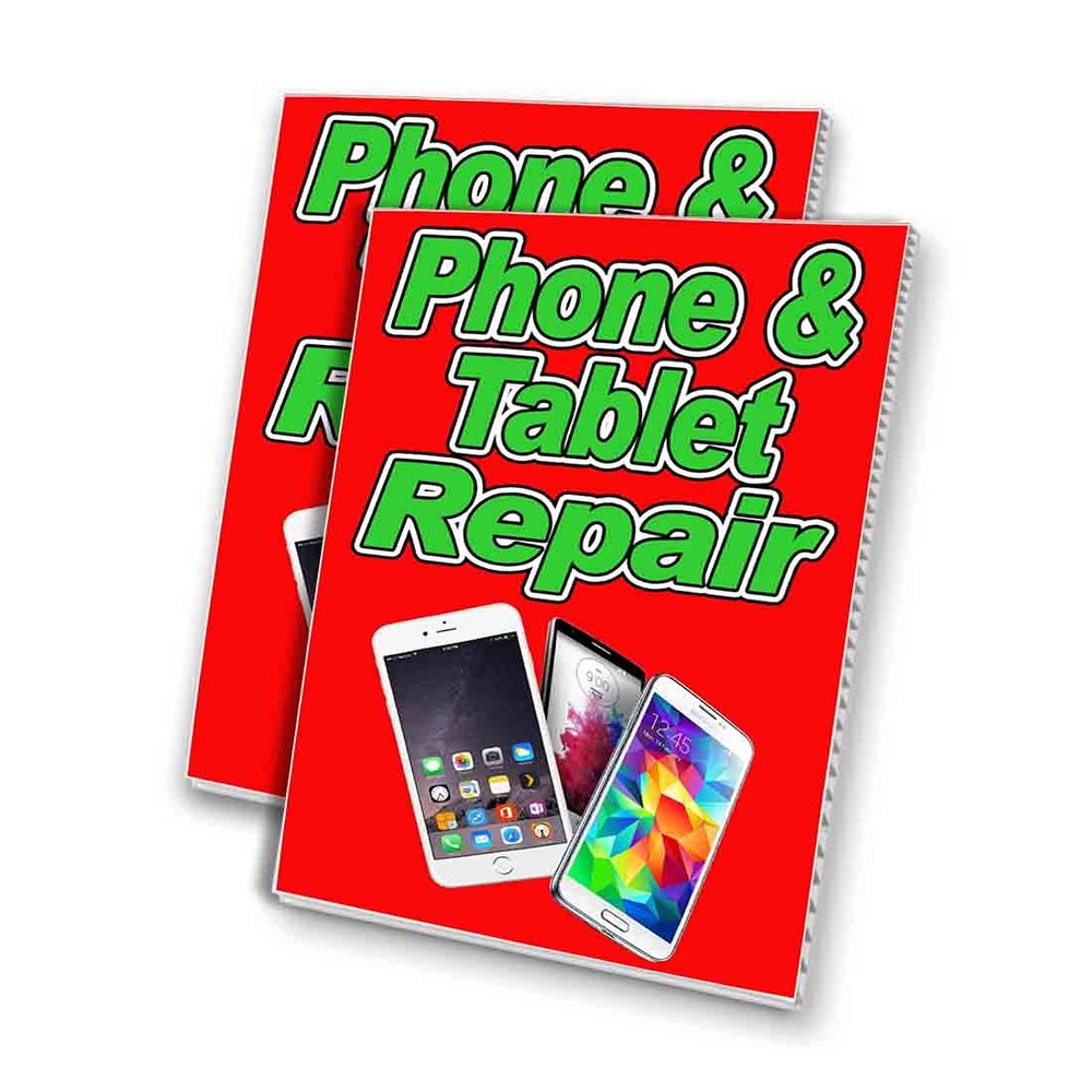 Phone & Tablet Repair (24" X 36") 4mm Corrugated Plastic Panel, Graphics Applied to 1 Side (Pk of 2)