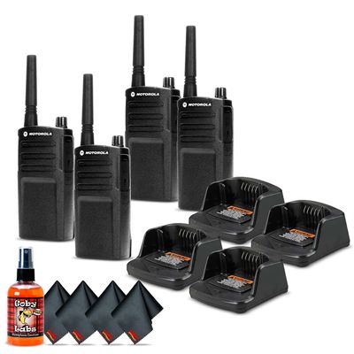 4 x Motorola RMU2040 On-Site 2-Way Radio (RMU2040) + MicrophoneCleaner + 4 x Microfiber Cloth - 4 Pack Bundle