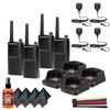 4 x Motorola RMU2040 On-Site 2-Way Radio (RMU2040) + 4 x HKLN4606 Remote Speaker Mic + Mic Cleaner + 4 x Microfiber Cloth + Straps - 4 Pack with Mic Bundle view 1