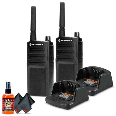 2 x Motorola RMU2040 On-Site 2-Way Radio (RMU2040) + MicrophoneCleaner + 2 x Microfiber Cloth - 2 Pack Bundle
