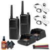 2 x Motorola RMU2040 On-Site 2-Way Radio (RMU2040) + 2 x Motorola HKLN4604 PTT Earpiece + Mic Cleaner + 2 x Microfiber Cloth + Straps - 2 Pack with Mic Bundle view 1