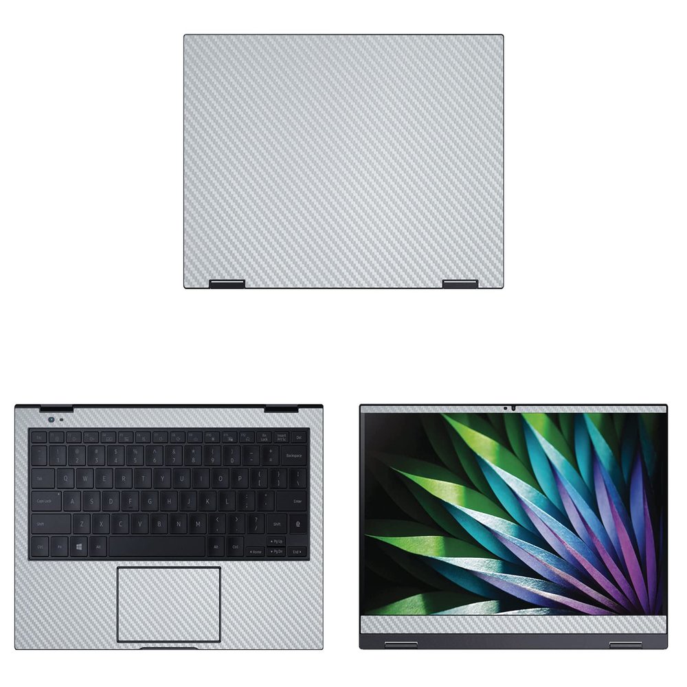 Decalrus - Protective Decal for The Samsung Galaxy Book Flex2 Alpha (13.3" Screen) Laptop Silver Carbon Fiber Skin case Cover wrap CFsamsungGalaxyFlexAlpha_13Silver