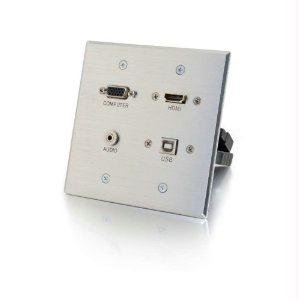 Hdmi44; Vga44; 3.5mm and USB Pass-Through Wall Plate - Aluminum -