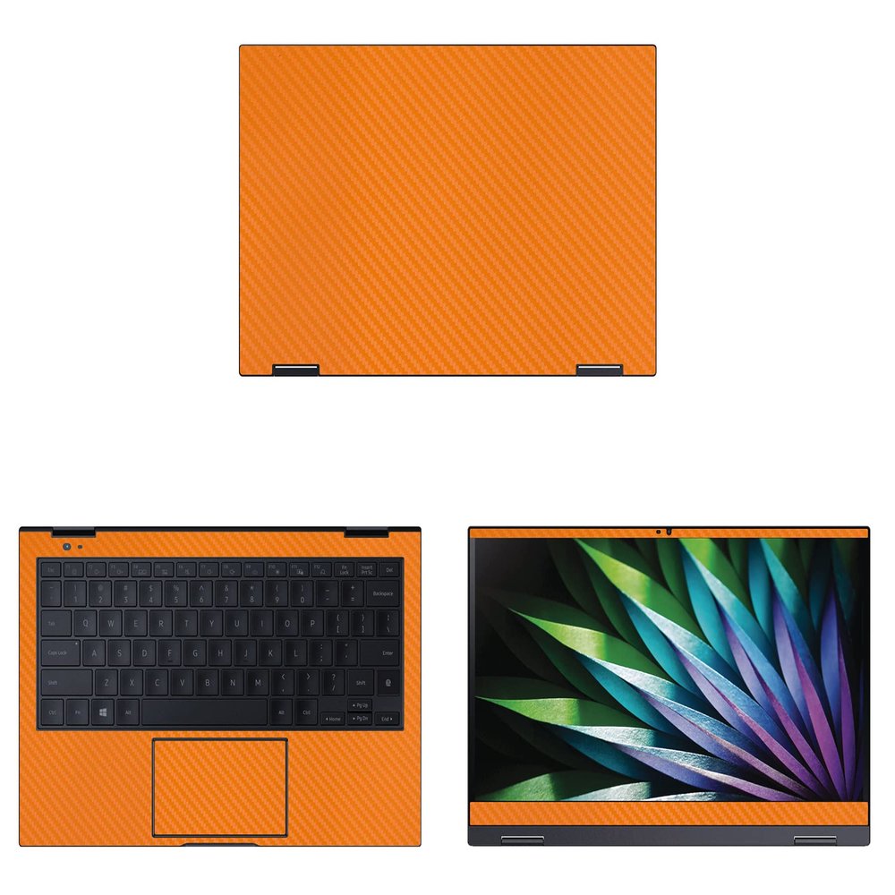 Decalrus - Protective Decal for The Samsung Galaxy Book Flex2 Alpha (13.3" Screen) Laptop Orange Carbon Fiber Skin case Cover wrap CFsamsungGalaxyFlexAlpha_13Orange