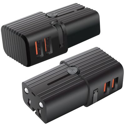 Dual Universal USB Adapter Works for HTC XV690 for Worldwide Power and Travel Between US/EU/CN/AUS/NZ/UK