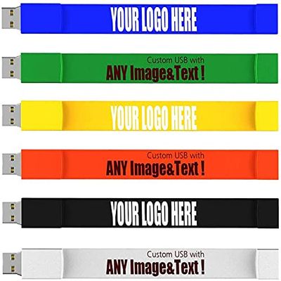 MEINAMI Customised Wristband USB Flash Drive Personalised Silicone Memory Stick, Custom Thumb Drive with Logo Printed 512MB 50 Pack