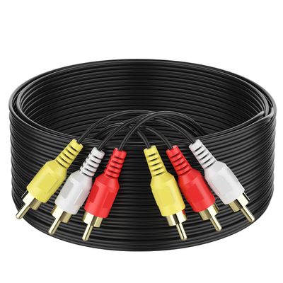 Abireiv Audio Video RCA Cable, 65FT 3RCA to 3RCA Composite AV Cable Compatible with Set-Top Box, Speaker, Amplifier, DVD Player, 24K Gold Plated