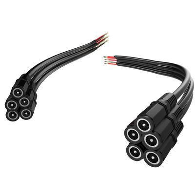 Aoje-Link 5Pcs DC Power Pigtail Cable Wire, 24V/12V 5A Female Connectors for CCTV Security Camera and Lighting Power Adapter DC5525(2.5 x 5.5m) Black