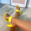 ZBYY Women's Square Toe Two Strap High Heeled Sandal Ring Toe Slip On Summer Sandals Dress Heeled Slippers High Slides view 2