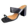 ZBYY Women's Square Toe Two Strap High Heeled Sandal Ring Toe Slip On Summer Sandals Dress Heeled Slippers High Slides view 1