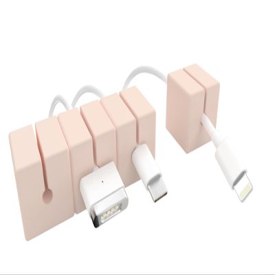 Function101 Cable Blocks 4 Pack | Pink | Magnetic Weighted Silicone Cord Organizer for Desk, Home, Office, Nightstand | Flexible and Tangle-Free Cable Management