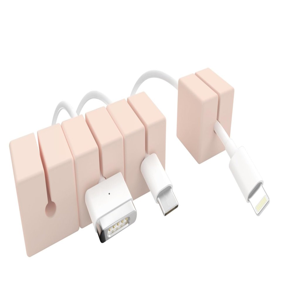 Function101 Cable Blocks 4 Pack | Pink | Magnetic Weighted Silicone Cord Organizer for Desk, Home, Office, Nightstand | Flexible and Tangle-Free Cable Management