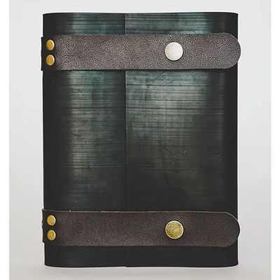 Altatac Notebook Journal From Recycled Tires 240 Blank-Vegan Leather Straps 8X6 - Coffee Strap
