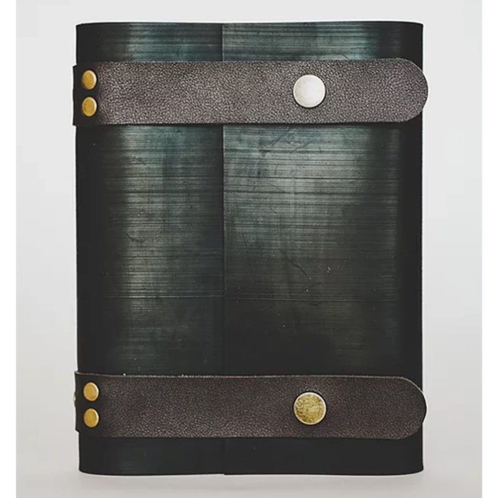 Altatac Notebook Journal From Recycled Tires 240 Blank-Vegan Leather Straps 8X6 - Coffee Strap