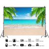 Leowefowa 3.5x2.5m Vinyl Summer Beach Backdrop Tropical Palm Beach Blue Sky Vacation Photo Background for Hawaii Birthday Wedding Party Photo Booth Shoots Studio Props Photography Backdrops view 2