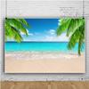 Leowefowa 3.5x2.5m Vinyl Summer Beach Backdrop Tropical Palm Beach Blue Sky Vacation Photo Background for Hawaii Birthday Wedding Party Photo Booth Shoots Studio Props Photography Backdrops view 3