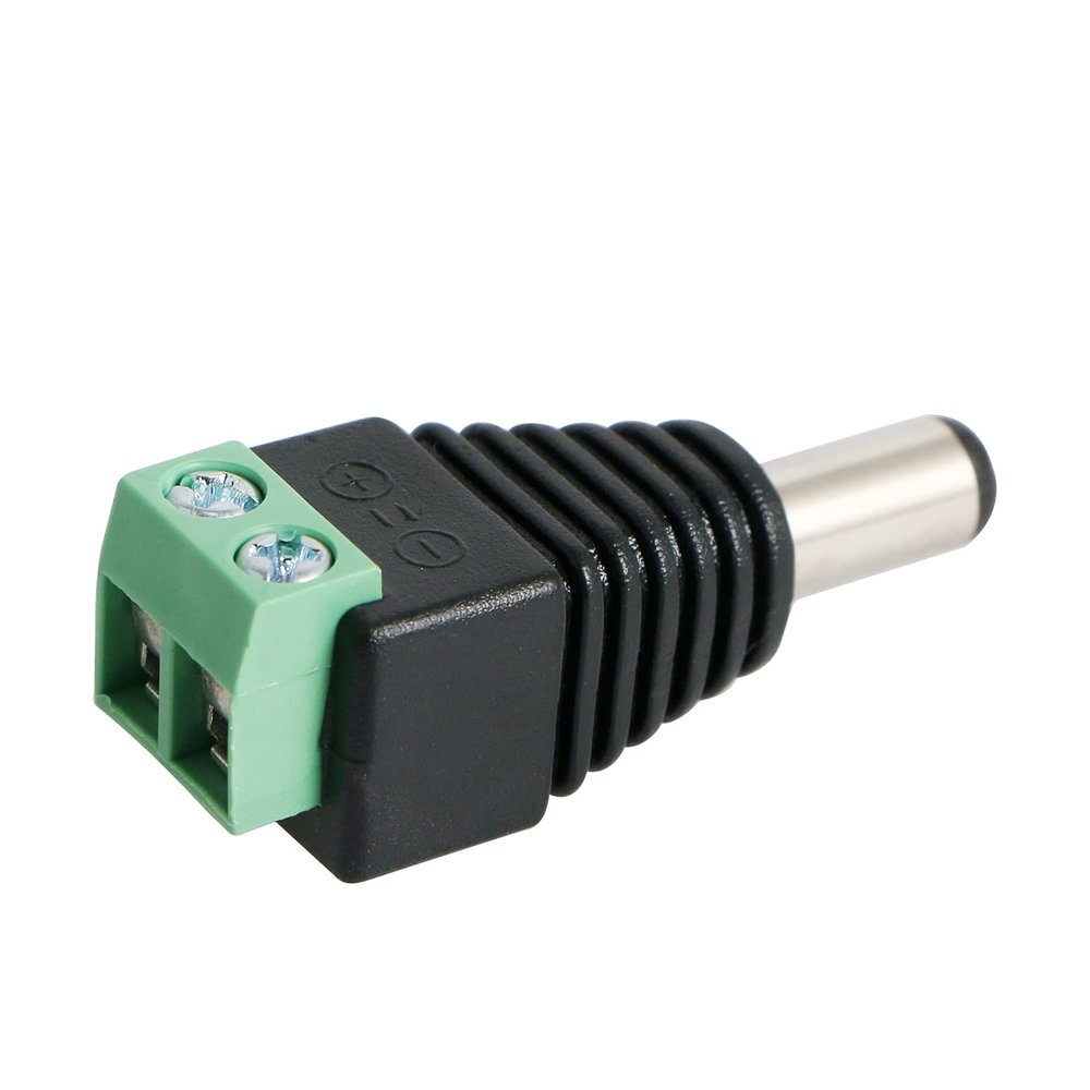 Aoje-Link 10 pcs Male 12V 2.5 x 5.6mm DC Power Jack Adapter Connector for CCTV Security Camera Led Strip Tighten with Screws Green DC5525 Male