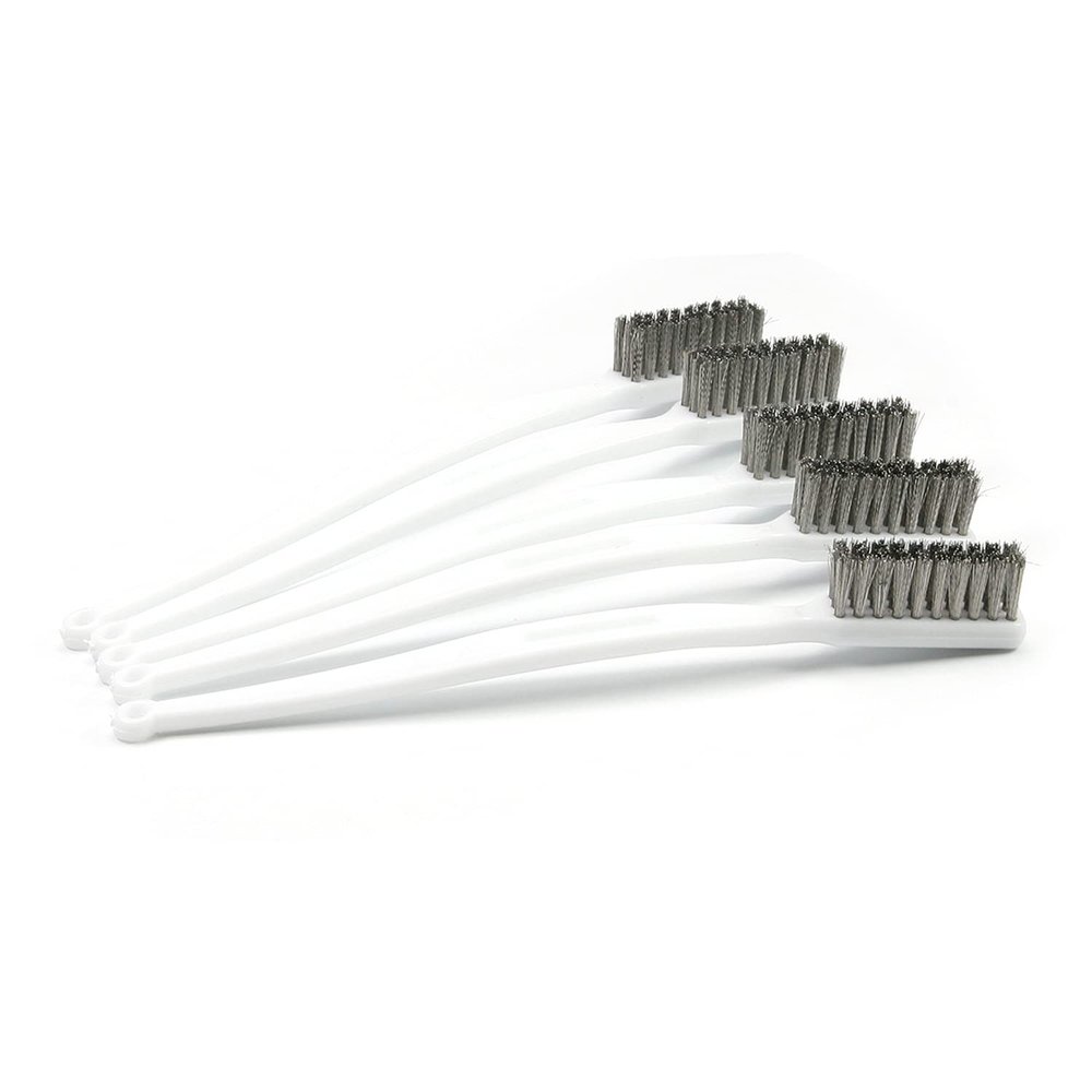 Auniwaig MINI Wire Brushes, Stainless Steel Brush, Curved Handle Scratch Toothbrush for Cleaning Welding Slag, Rust, Dirt, Paint Scrubbing 5PCS